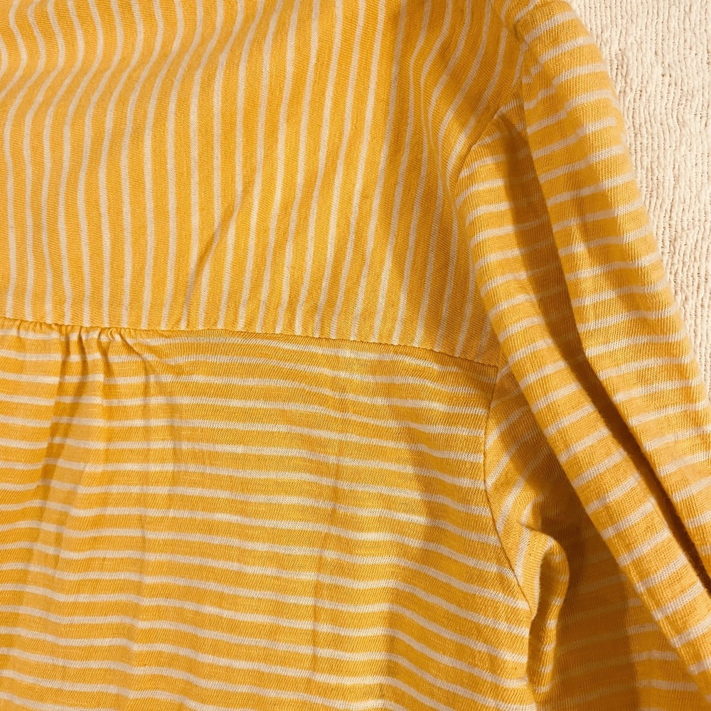 Style & Co. Ladies Sunflower Yellow Long Sleeve Striped Top. V Neck 3 Buttons - Picture 7 of 12